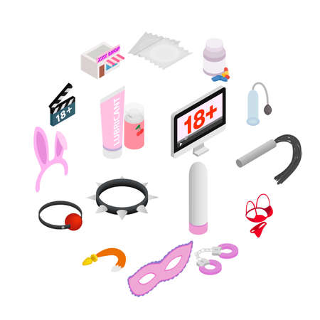 Sex icons, isometric 3d style isolated on whiteのイラスト素材