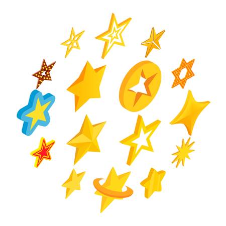 Star icons set in isometric 3d style isolated on white backgroundのイラスト素材