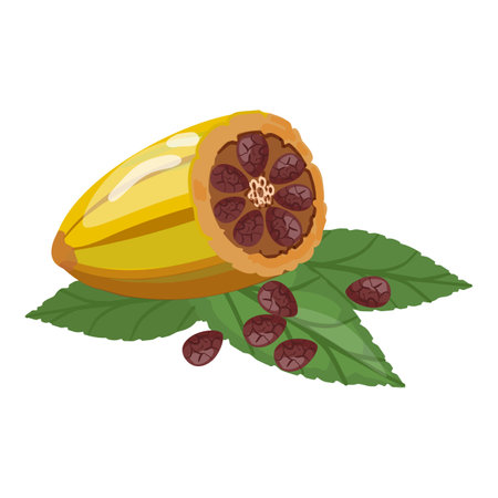 Tree cacao fruit icon cartoon vector. Leaf nut. Coffee seedのイラスト素材