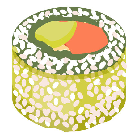 Sushi roll icon cartoon vector. Japanese food. Salmon makiのイラスト素材