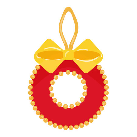 Ribbon Christmas tree toy icon cartoon vector. Winter gold. Star cuteのイラスト素材