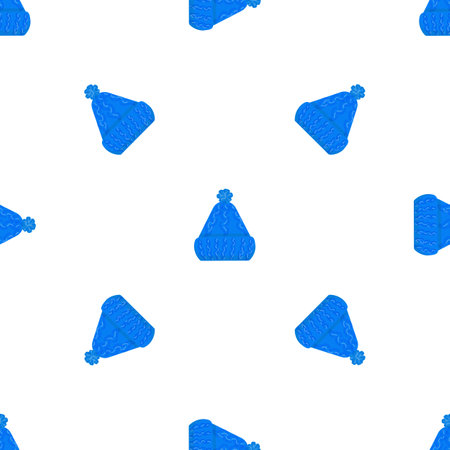 Blue wool hat pattern seamless background texture repeat wallpaper geometric vectorのイラスト素材