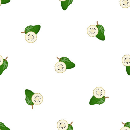 Fresh soursop pattern seamless background texture repeat wallpaper geometric vectorのイラスト素材