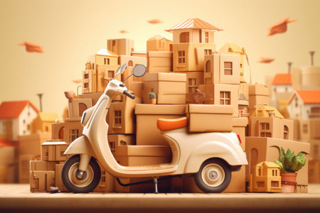 delivery truck service. Box shipping parcel. Generate AIの素材