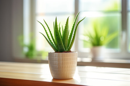 Succulent aloe vera pot. nature leaf room. Generate AIの素材