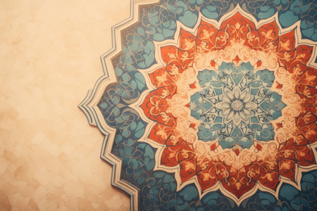 Ornate Arabic carpet. Texture old floor. Generate AIの素材