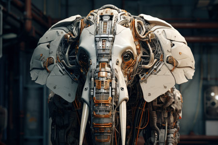 Ai elephant head. Futuristic animal nature. Generate AIの素材
