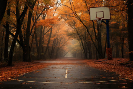 Spacious Basketball court outdoor. Sport hoop sky. Generate AIの素材