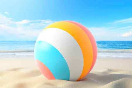 Colorful Beach ball background. Water games. Generate AIの素材