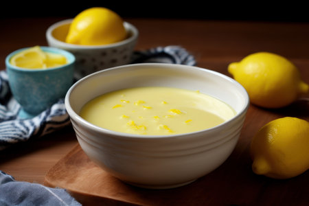 Bright Bowl lemon sauce. Sauce herb. Generate AIの素材