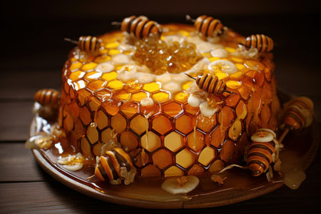 Delicious Cake sweet honey. Cream pastry. Generate AIの素材