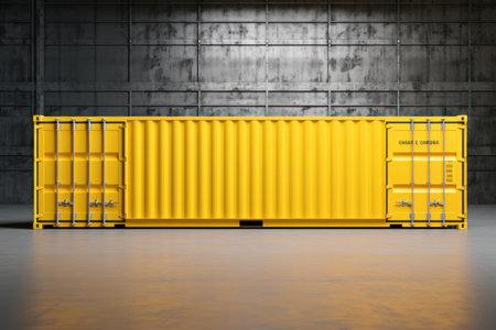 Metallic Cargo container yellow. Logistic sea. Generate AIの素材