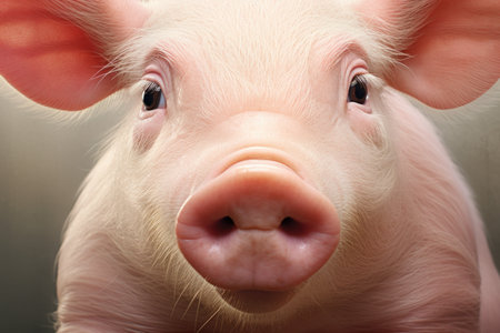 Pig face closeup farm. Farming mammal. Generate AIの素材