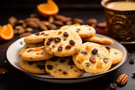 Delicious Cookies dried fruits. Bakery grain food. Generate AIの素材