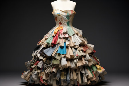 Informative clothes recycling tag. Textile cloth Generate AIの素材