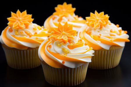 Citrus cupcakes. Citrus snack dessert. Generate AIの素材