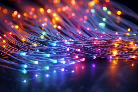 Innovative Connection fiber optic. Space digital speed. Generate AIの素材