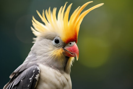 Colorful Cockatiel bird. Colorful exotic pet. Generate AIの素材