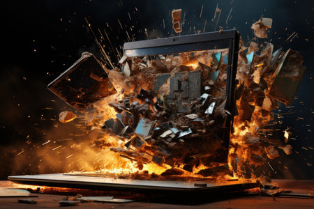 computer desktop exploitation. home accident. Generate AIの素材