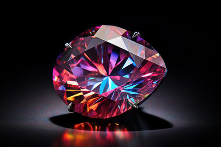 Sparkling Colorful diamond. Polished carat stone. Generate AIの素材