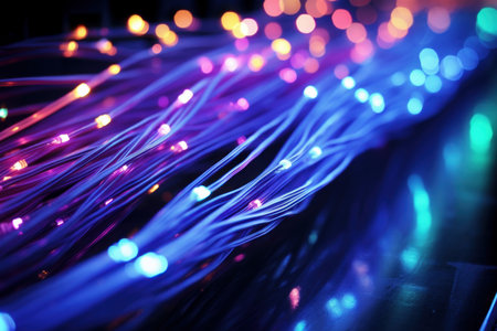 High-speed Connection fiber optic. Space digital speed. Generate AIの素材