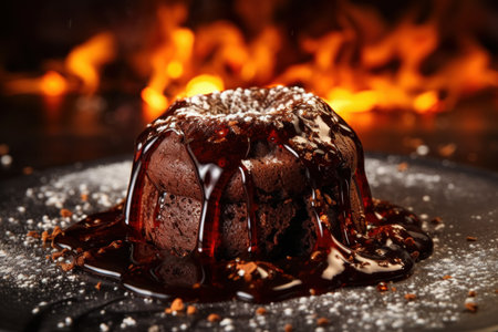 lava cake. Sweet white food. Generate AIの素材