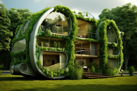 Innovative Eco green house. Nature grass clean. Generate AIの素材