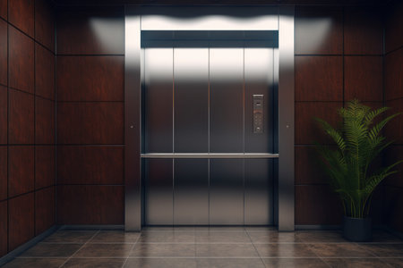 Dimensional Elevator mockup background. Concrete floor. Generate AIの素材