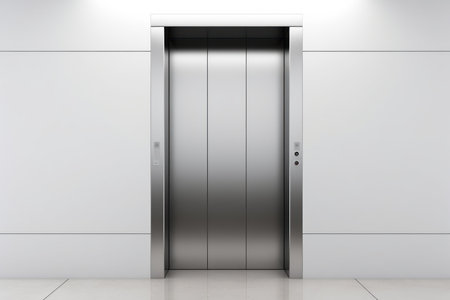 Reflective Elevator mockup background. Concrete floor. Generate AIの素材