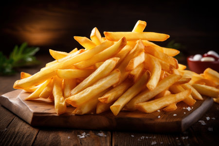 Indulgent Snack delicious fries. Snack fast food. Generate AIの素材