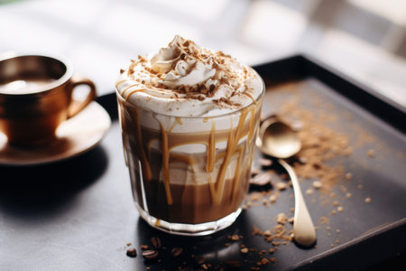 Dalgona coffee. Drink dessert cup. Generate AIの素材