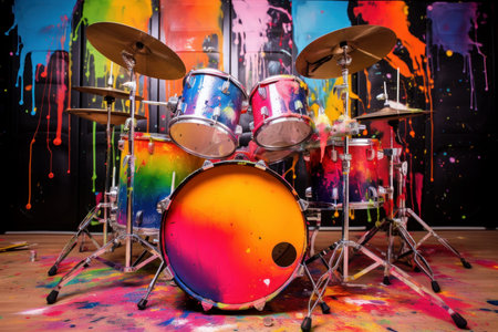 Shiny Drums guitars colors. Party electric. Generate AIの素材