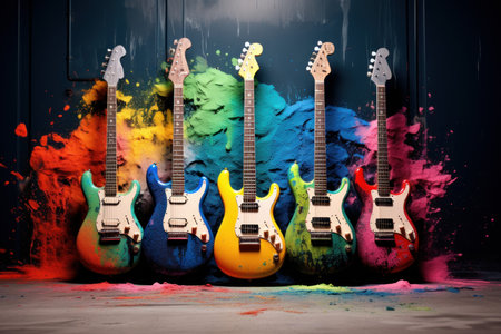 Resonant Drums guitars colors. Party electric. Generate AIの素材