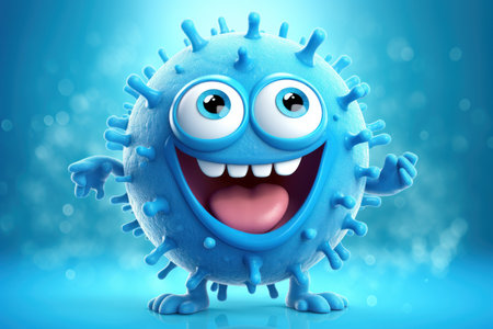Mysterious Fantasy blue virus. Medical character. Generate AIの素材