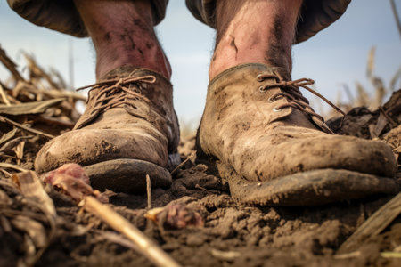Practical Farmer rubber boots field. Plan nature. Generate AIの素材