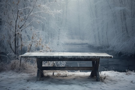 Unoccupied Empty wooden bar counter. Cafe bokeh interior. Generate AIの素材