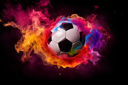 Soccer smoke ball. Goal flame winner. Generate AIの素材