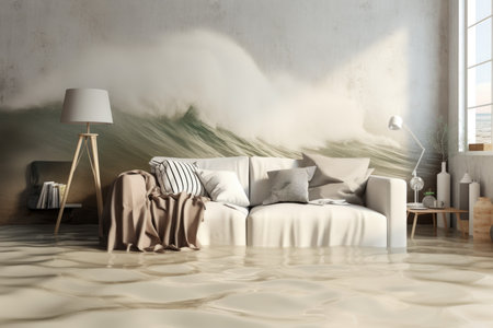 Realistic Flood indoor mockup. Interior apartment Generate AIの素材