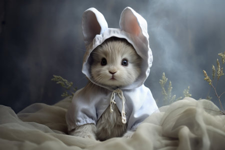 Playful Cute baby rabbit. Happy pet sweet. Generate AIの素材