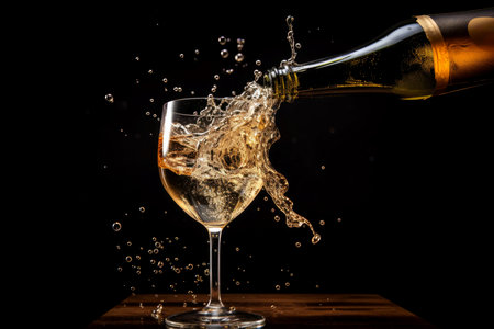 Fizzing champagne glass. drink party. Generate AIの素材