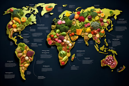 Colorful Food map fruits. Healthy organic natural. Generate AIの素材