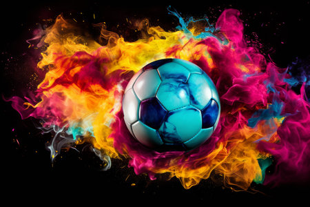 Mysterious Soccer smoke ball. Goal flame winner. Generate AIの素材