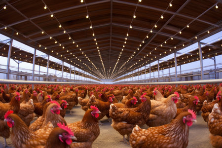 Productive Chicken livestock farm. Rural bird chick. Generate AIの素材