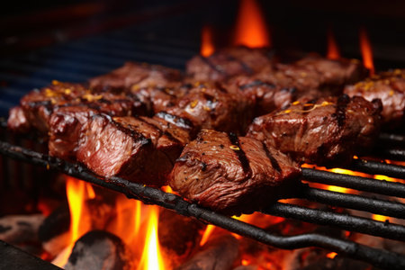 Mouthwatering Fresh tasty bbq. Hot summer dinner. Generate AIの素材