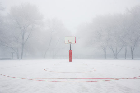 Serene Basketball court outdoor winter. Score street. Generate AIの素材