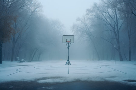 Well-maintained Basketball court outdoor winter. Score street. Generate AIの素材
