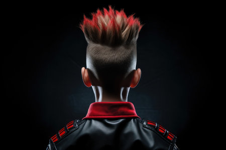 Boy mohawk school. Study man metal. Generate AIの素材