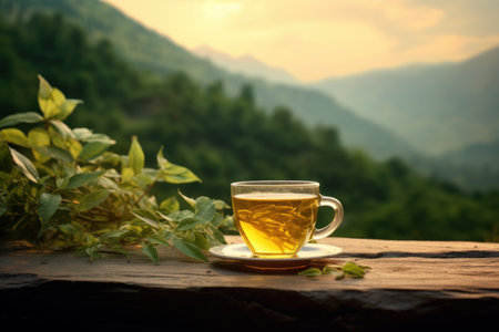 Organic Nature tea cup. Healthy drink. Generate AIの素材