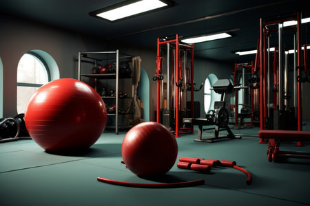 Multifunctional Fitness equipment. Active fit body. Generate AIの素材