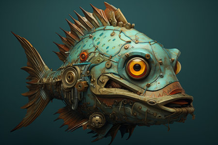 Underwater sea monster fish. Huge giant. Generate AIの素材